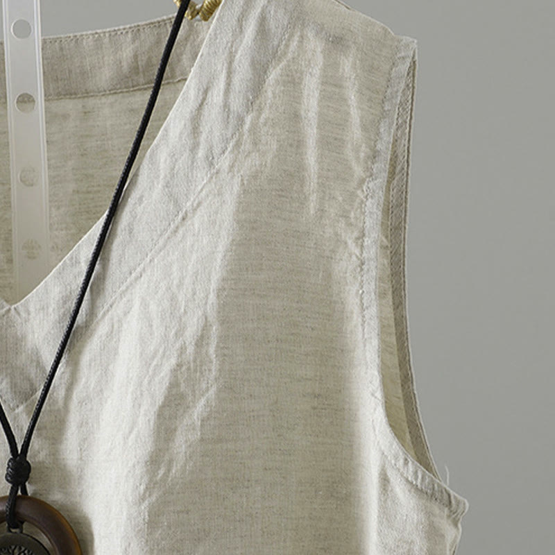 Gilet da donna con scollo a V, tinta unita, vintage, estivo , Buddha Stones - image 24