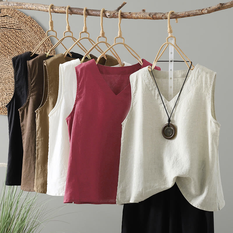 Gilet da donna con scollo a V, tinta unita, vintage, estivo , Buddha Stones - image 26