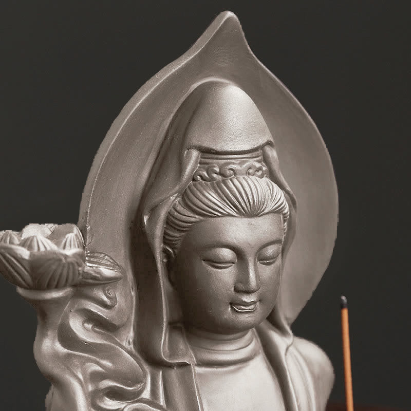 Buddha Stones Tibetano Avalokitesvara Buddha Loto Guarigione Fontana di fumo a riflusso Bruciatore di incenso - image 2