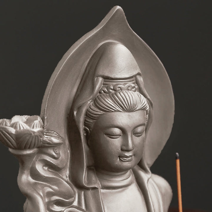 Buddha Stones Tibetano Avalokitesvara Buddha Loto Guarigione Fontana di fumo a riflusso Bruciatore di incenso - image 2