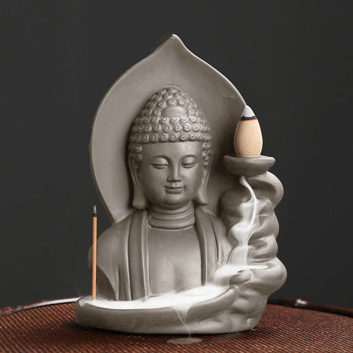 Buddha Stones Tibetano Avalokitesvara Buddha Loto Guarigione Fontana di fumo a riflusso Bruciatore di incenso - Budda - image 13