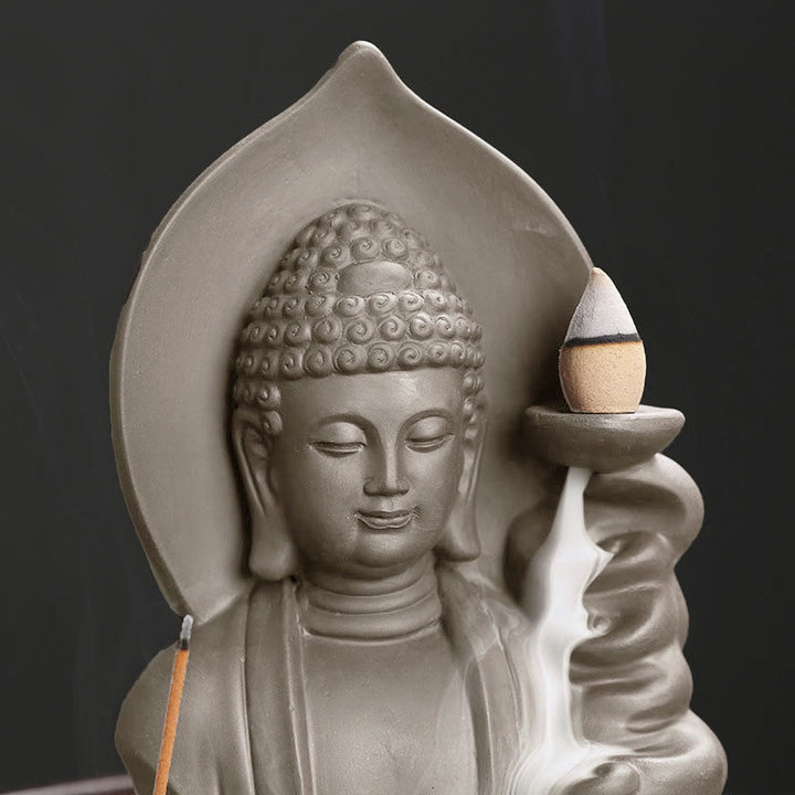 Buddha Stones Tibetano Avalokitesvara Buddha Loto Guarigione Fontana di fumo a riflusso Bruciatore di incenso - image 16