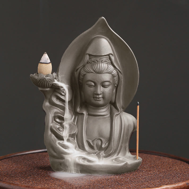 Buddha Stones Tibetano Avalokitesvara Buddha Loto Guarigione Fontana di fumo a riflusso Bruciatore di incenso - Avalokitesvara - image 1