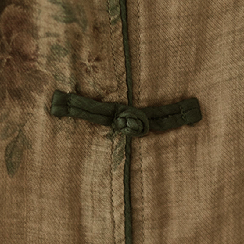 Camicia con stampa di fiori viola e bottoni a forma di rana, motivo Buddha Stones - image 7