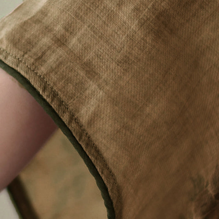 Camicia con stampa di fiori viola e bottoni a forma di rana, motivo Buddha Stones - image 4