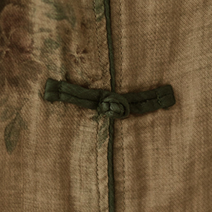 Camicia con stampa di fiori viola e bottoni a forma di rana, motivo Buddha Stones - image 8
