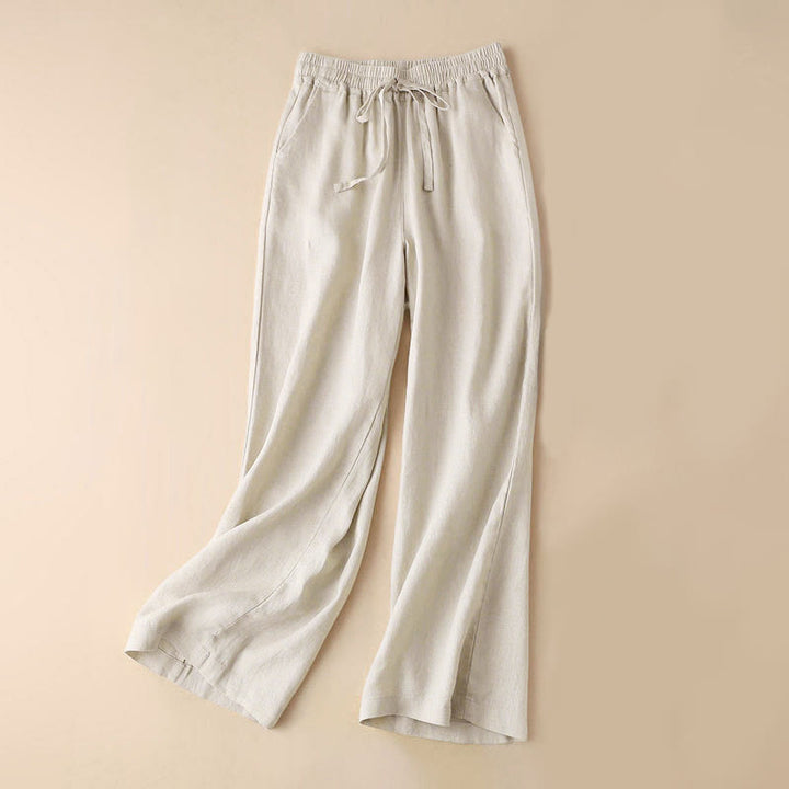 Pantaloni larghi con lacci a vita alta in cotone e lino casual Buddha Stones con tasche - Biancheria - US12, UK/AU16, EU44 (3XL) - image 25