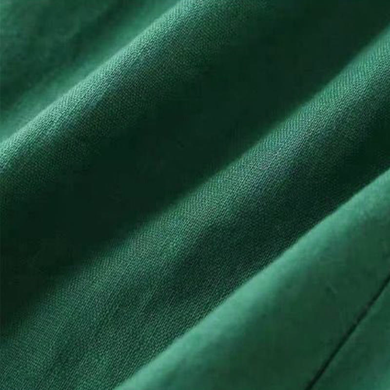 Pantaloni larghi con lacci a vita alta in cotone e lino casual Buddha Stones con tasche - image 10