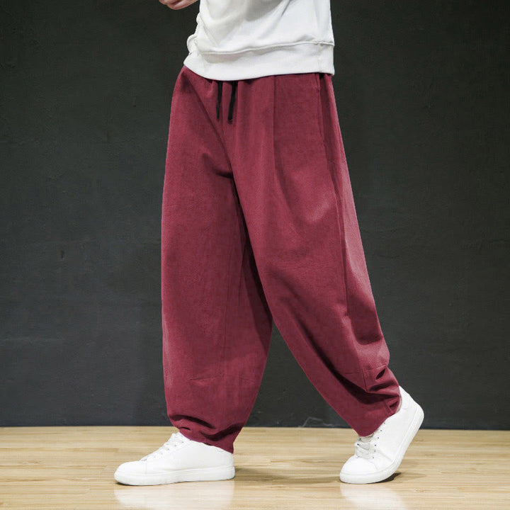 Pantaloni da uomo Buddha Stones in lino casual tinta unita con tasche - Mattoni refrattari - US/UK/AU44, EU54 (5XL) - image 9