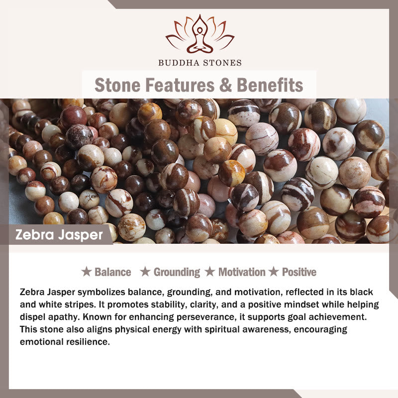 Braccialetto positivo con perline di agata diaspro zebrato Buddha Stones - image 7
