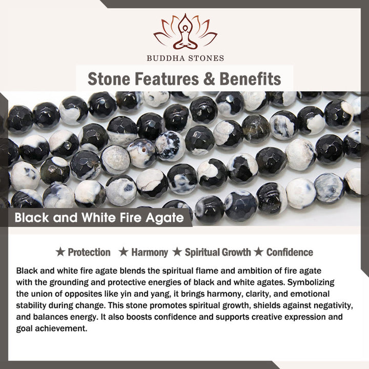 Braccialetto dell'amore con perline di agata di fuoco di gatto bianco e nero Buddha Stones - image 8