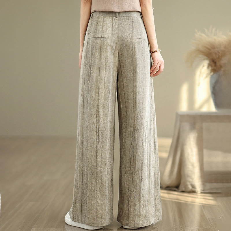 Pantaloni larghi da donna in cotone con elastico in vita e tasche, modello Buddha Stones, casual e color cuoio - image 3