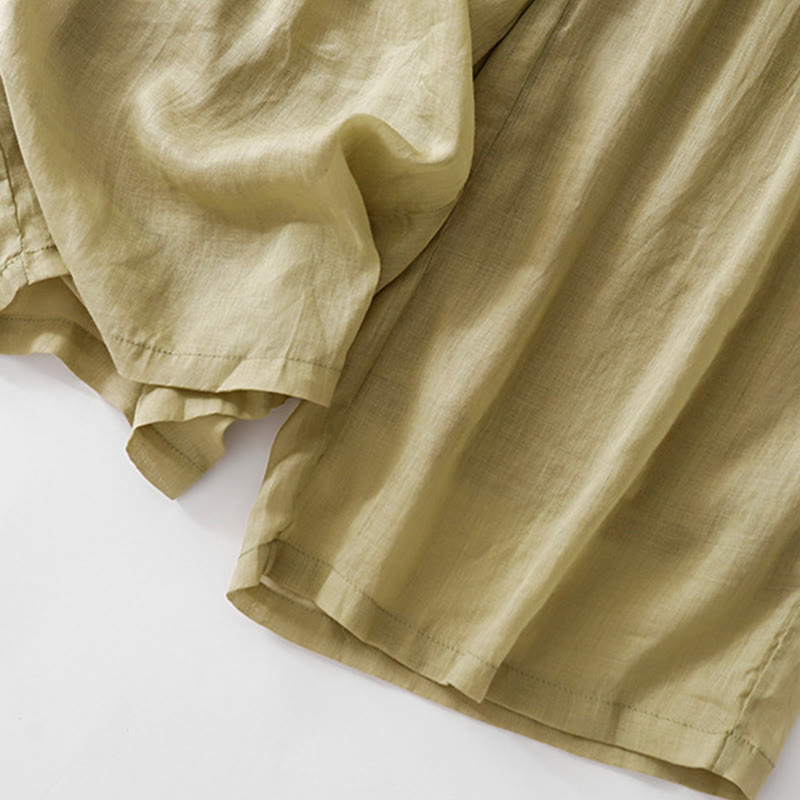 Pantaloni larghi da donna in cotone e lino con elastico in vita, con tasche, motivo Buddha Stones, ricamo floreale casual - image 5