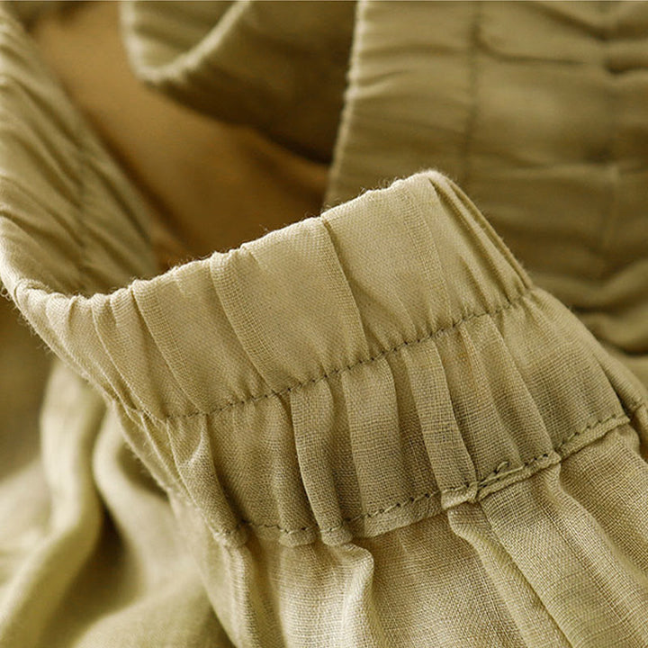 Pantaloni larghi da donna in cotone e lino con elastico in vita, con tasche, motivo Buddha Stones, ricamo floreale casual - image 6