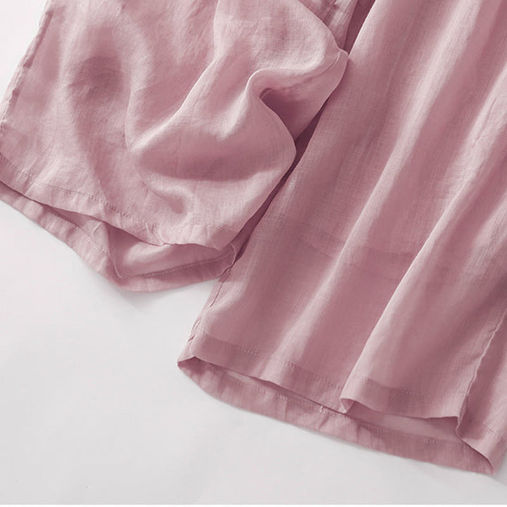 Pantaloni larghi da donna in cotone e lino con elastico in vita, con tasche, motivo Buddha Stones, ricamo floreale casual - image 16