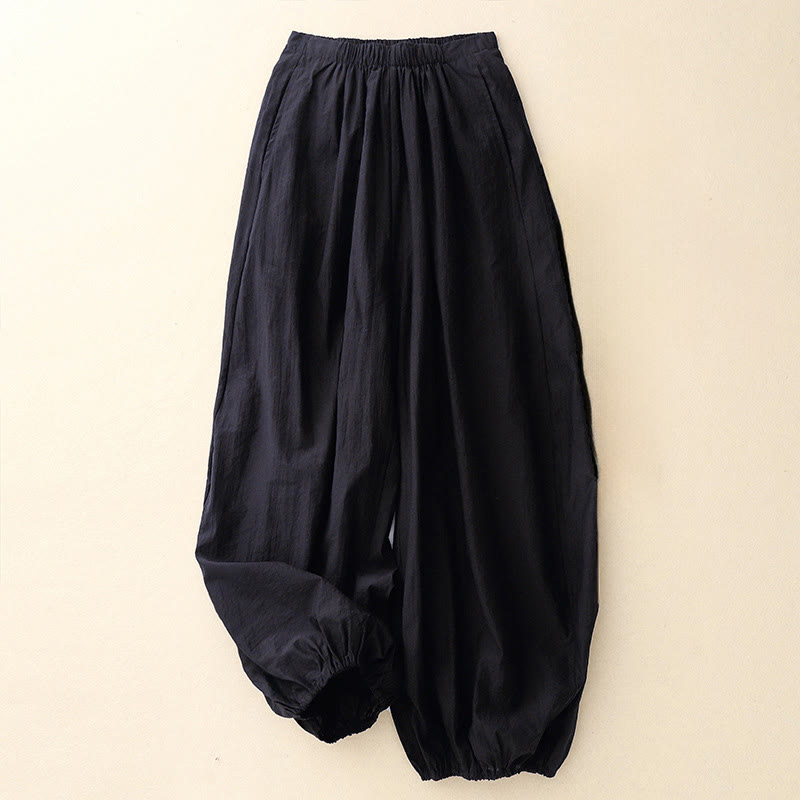 Pantaloni harem da donna in cotone con tasche, modello Buddha Stones, casual e dal design semplice - Nero - US8-10, UK/AU12-14, EU40-42 (2XL) - image 1