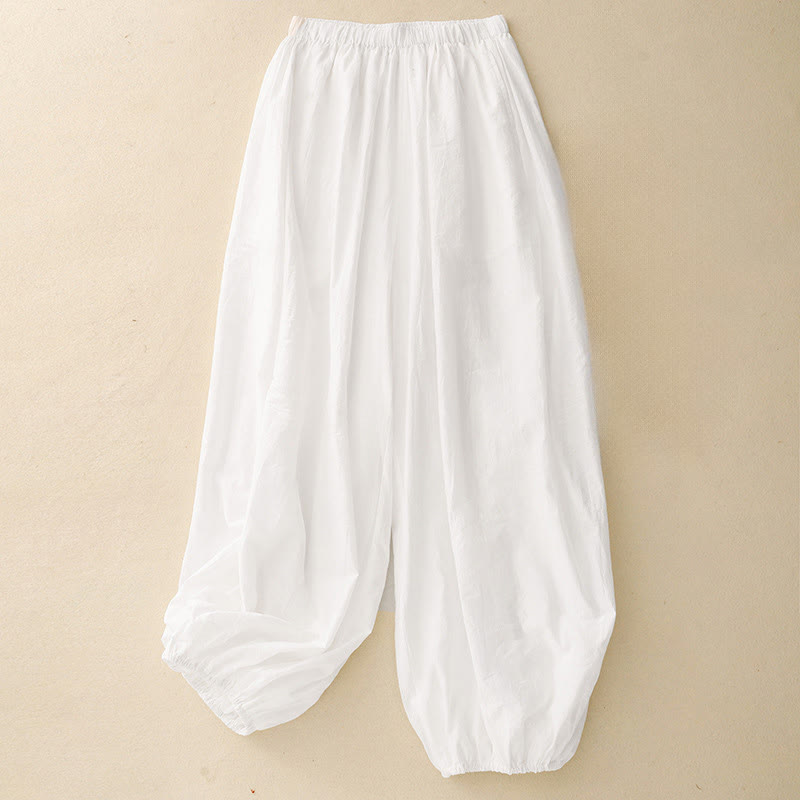 Pantaloni harem da donna in cotone con tasche, modello Buddha Stones, casual e dal design semplice - Bianco - US8-10, UK/AU12-14, EU40-42 (2XL) - image 5