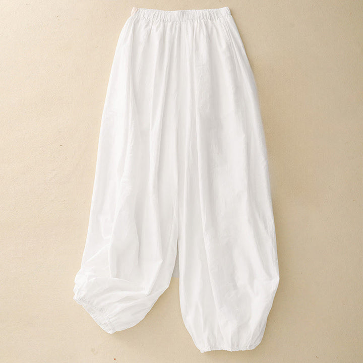 Pantaloni harem da donna in cotone con tasche, modello Buddha Stones, casual e dal design semplice - Bianco - US8-10, UK/AU12-14, EU40-42 (2XL) - image 4