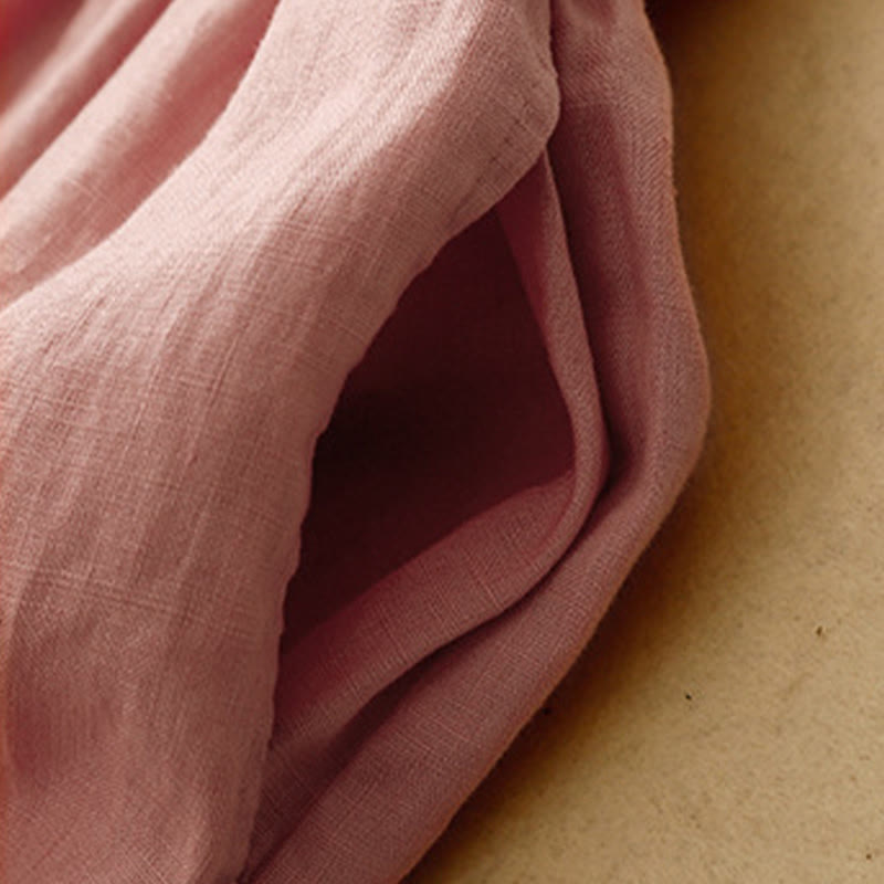 Pantaloni harem da donna in cotone e lino con tasche, lunghezza 7-8, con petali ricamati e Buddha Stones - image 14