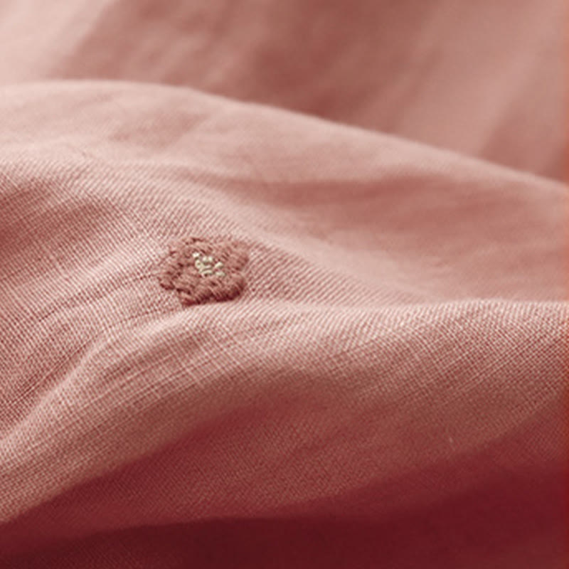 Pantaloni harem da donna in cotone e lino con tasche, lunghezza 7-8, con petali ricamati e Buddha Stones - image 14