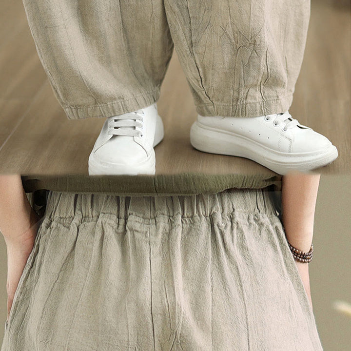 Pantaloni harem da donna in cotone e lino casual Buddha Stones con tasche - image 8