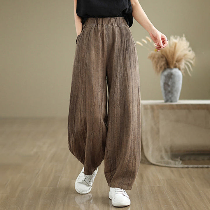 Pantaloni harem da donna in cotone e lino casual Buddha Stones con tasche - image 10