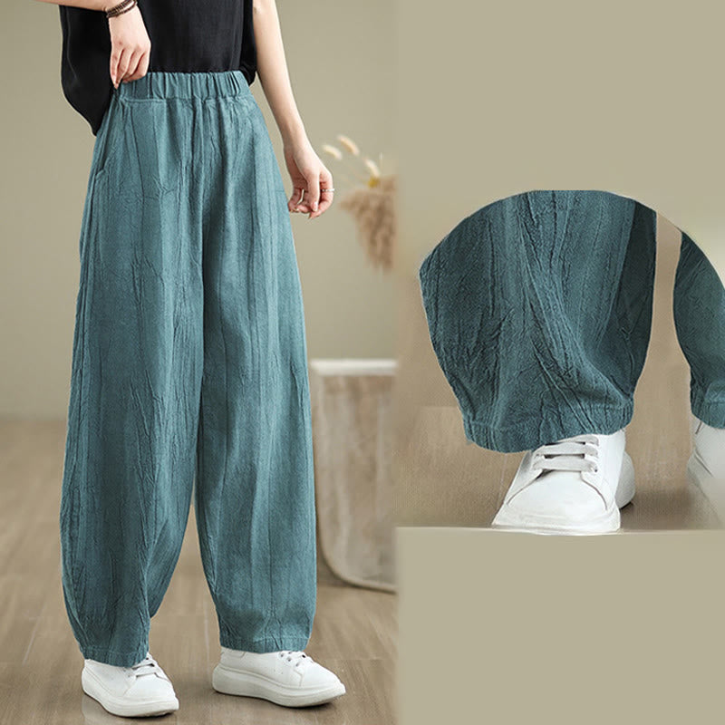 Pantaloni harem da donna in cotone e lino casual Buddha Stones con tasche - image 18