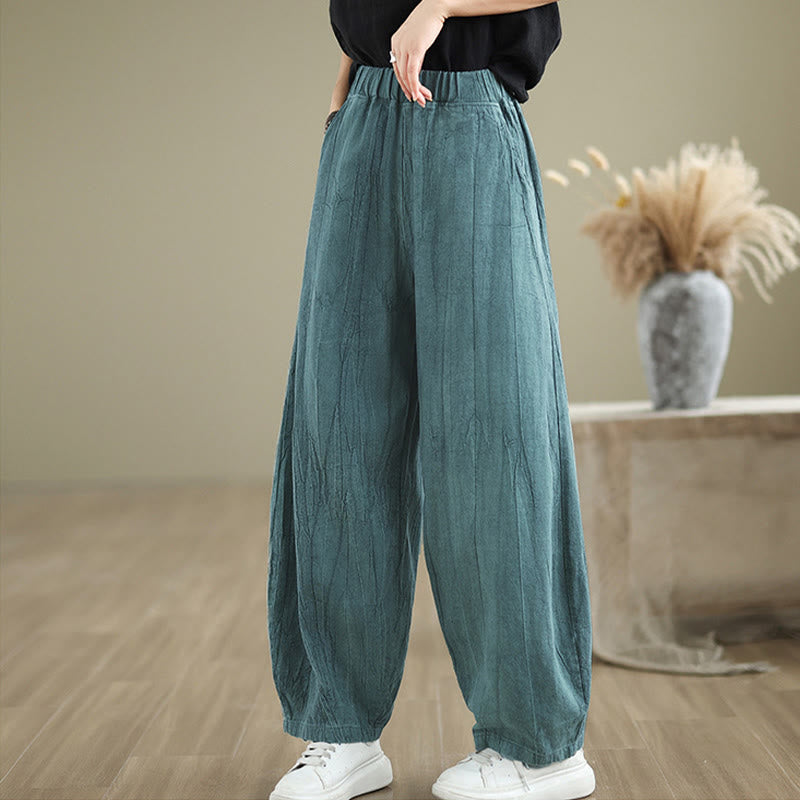 Pantaloni harem da donna in cotone e lino casual Buddha Stones con tasche - image 14
