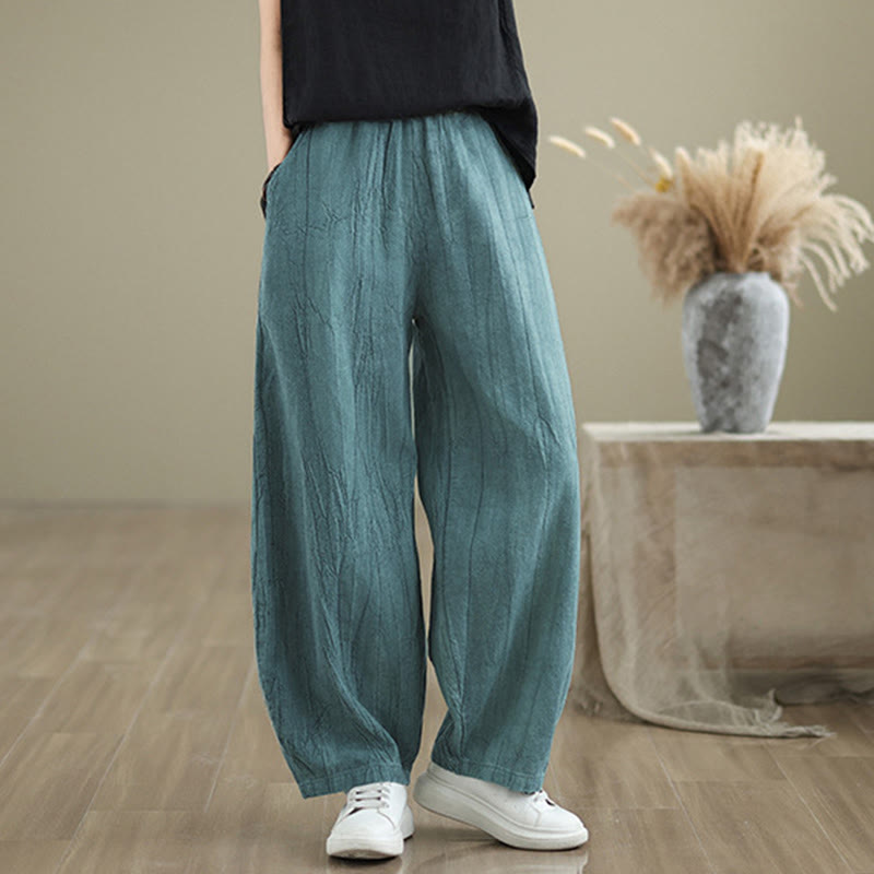 Pantaloni harem da donna in cotone e lino casual Buddha Stones con tasche - image 17