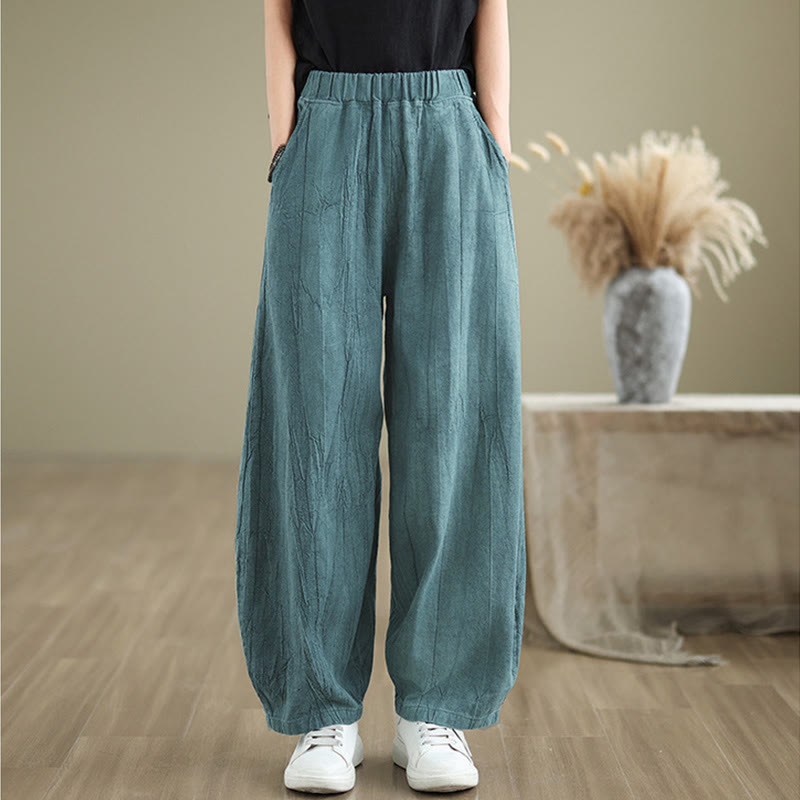 Pantaloni harem da donna in cotone e lino casual Buddha Stones con tasche - image 18