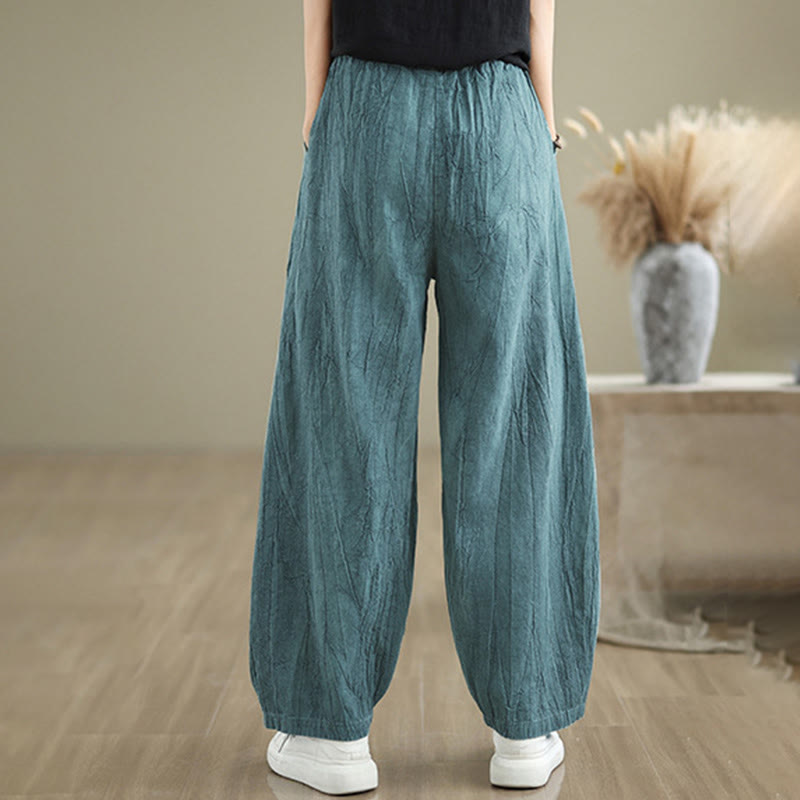 Pantaloni harem da donna in cotone e lino casual Buddha Stones con tasche - image 15