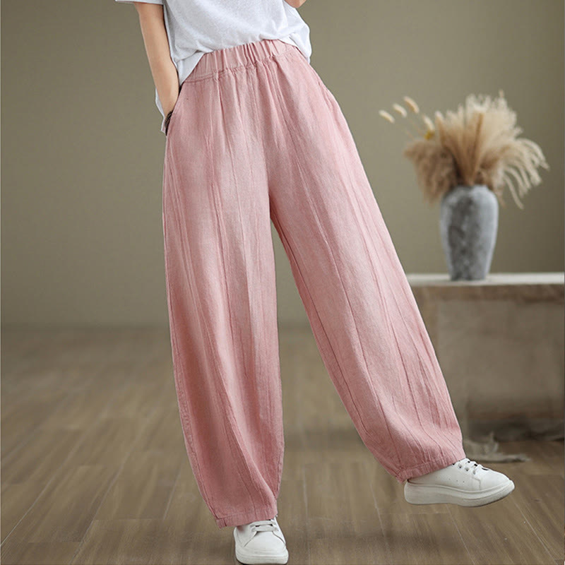 Pantaloni harem da donna in cotone e lino casual Buddha Stones con tasche - image 23