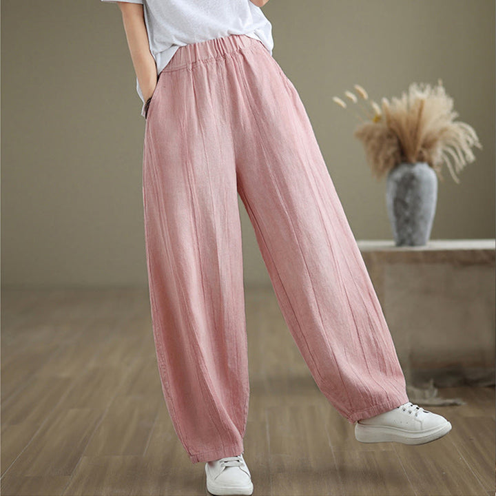 Pantaloni harem da donna in cotone e lino casual Buddha Stones con tasche - image 23