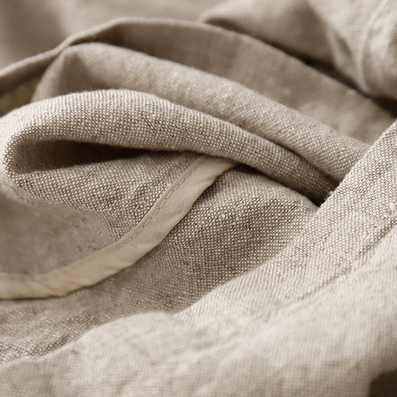 Pantaloni da Buddha Stones in cotone e lino con tasche, casual, da giorno, con coulisse, dal design semplice - image 5