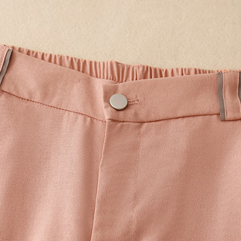 Pantaloni da donna in cotone e lino con tasche, modello Buddha Stones, modello casual a gamba dritta - image 2