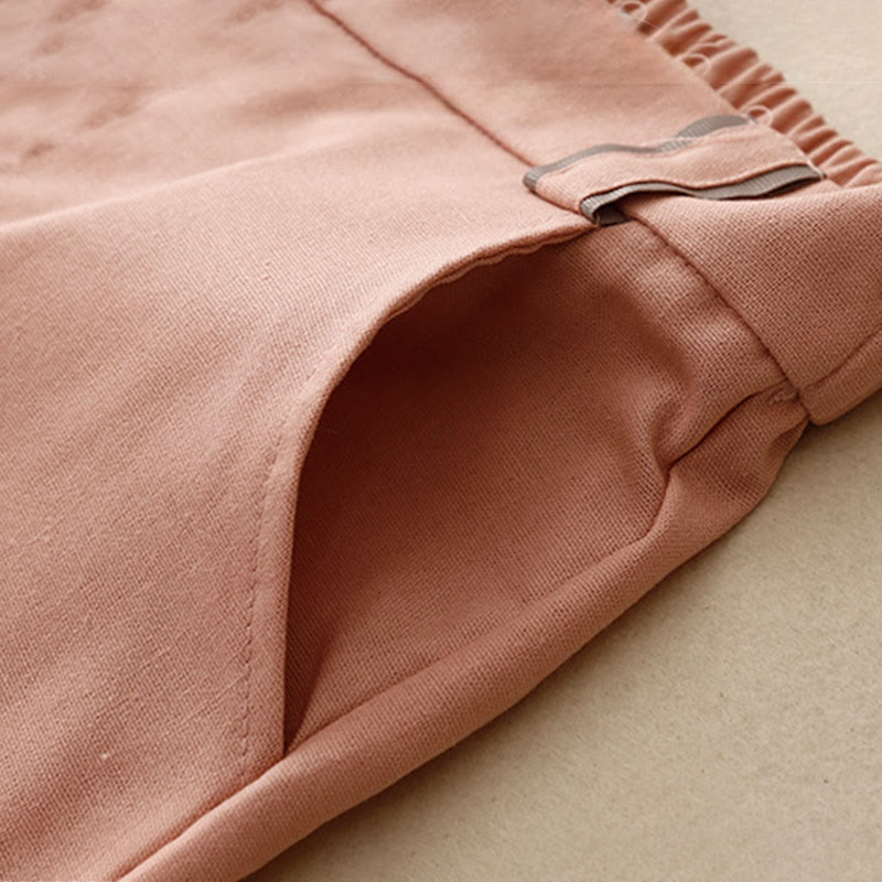 Pantaloni da donna in cotone e lino con tasche, modello Buddha Stones, modello casual a gamba dritta - image 3
