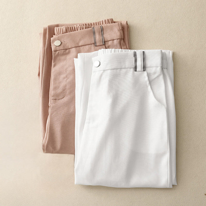 Pantaloni da donna in cotone e lino con tasche, modello Buddha Stones, modello casual a gamba dritta - image 14
