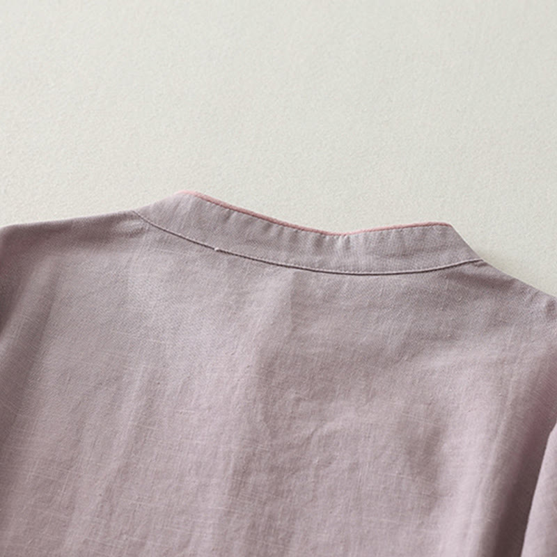 Camicia da donna in cotone e lino con bottoni obliqui Buddha Stones - image 5