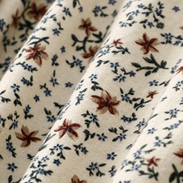 Camicia da donna in cotone e lino con scollo rotondo e motivo floreale casual Buddha Stones - image 8