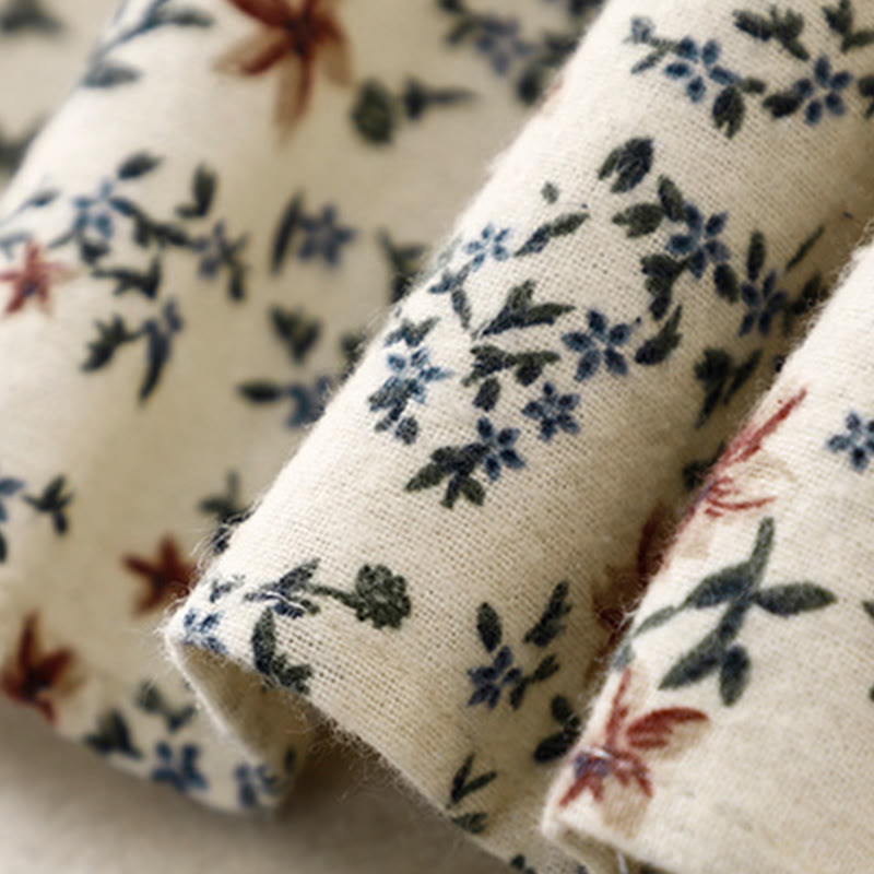 Camicia da donna in cotone e lino con scollo rotondo e motivo floreale casual Buddha Stones - image 10