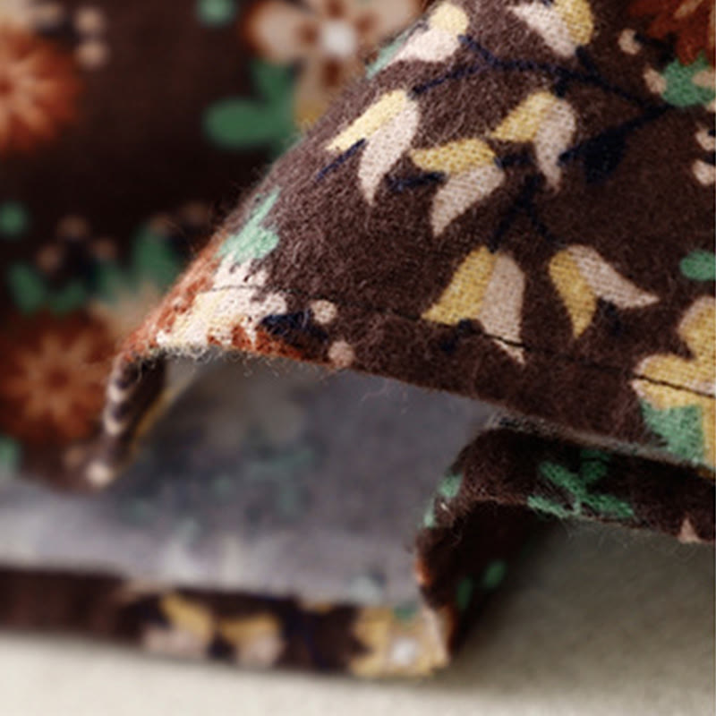 Camicia da donna in cotone e lino con scollo rotondo e motivo floreale casual Buddha Stones - image 28