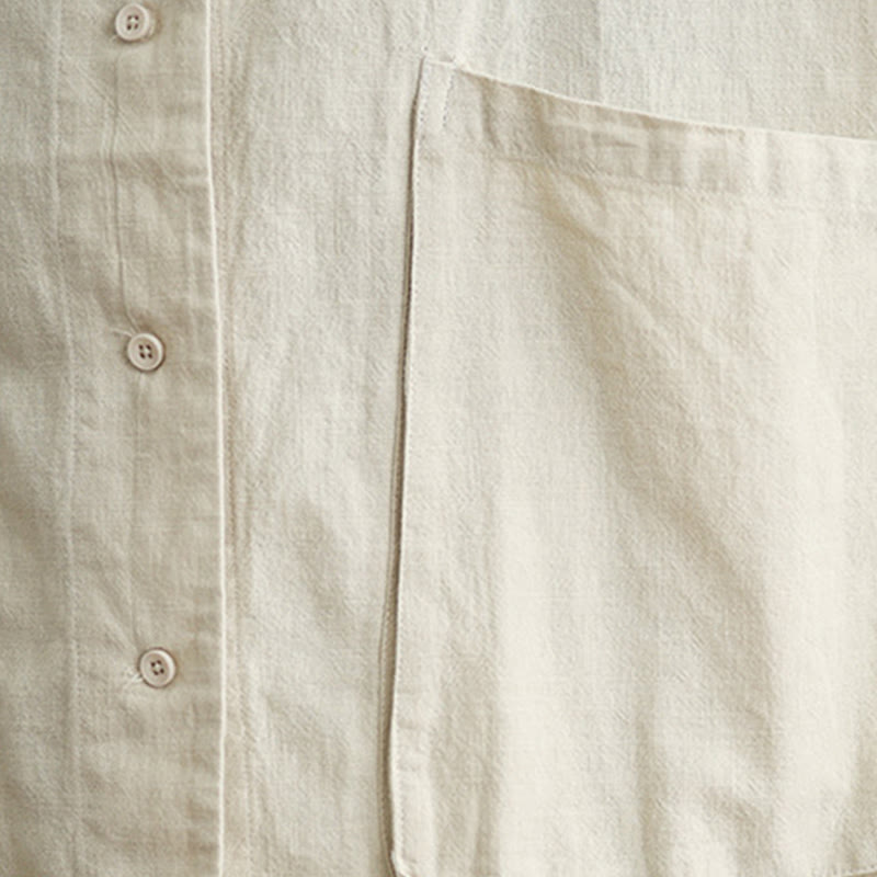 Giacca da donna in cotone e lino con maniche lunghe e tasche, motivo semplice Buddha Stones - image 9