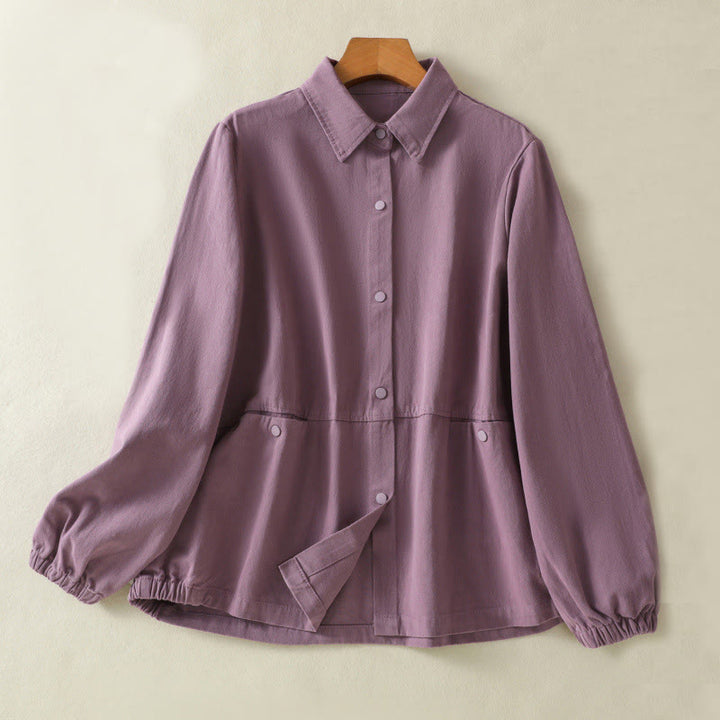 Giacca da donna in cotone con collo alto e bottoni semplici, motivo Buddha Stones - Prugna - US14, UK/AU18, EU46 (2XL) - image 1