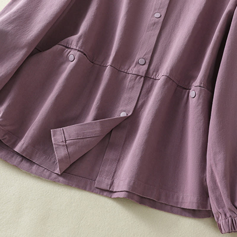 Giacca da donna in cotone con collo alto e bottoni semplici, motivo Buddha Stones - image 5