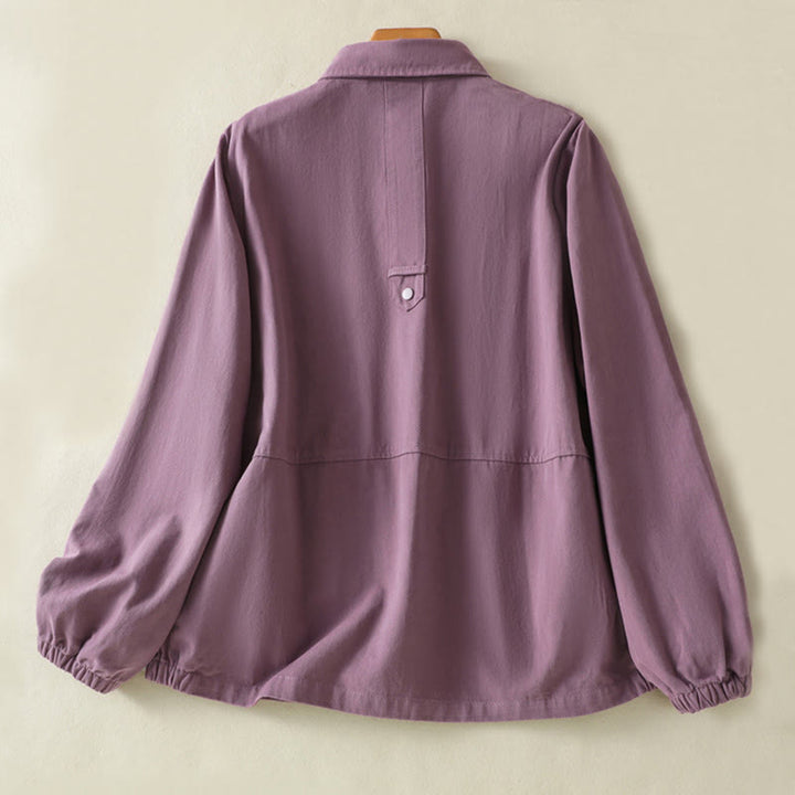 Giacca da donna in cotone con collo alto e bottoni semplici, motivo Buddha Stones - image 2