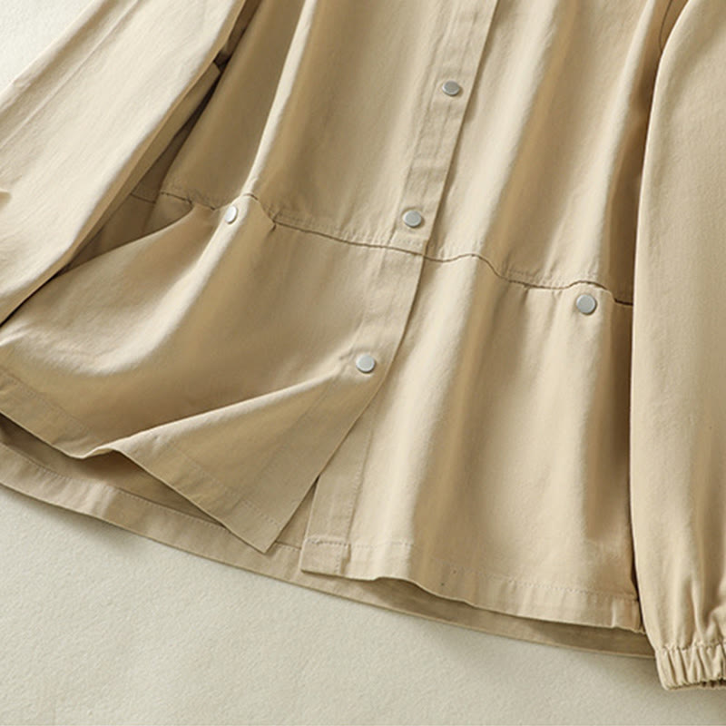 Giacca da donna in cotone con collo alto e bottoni semplici, motivo Buddha Stones - image 21