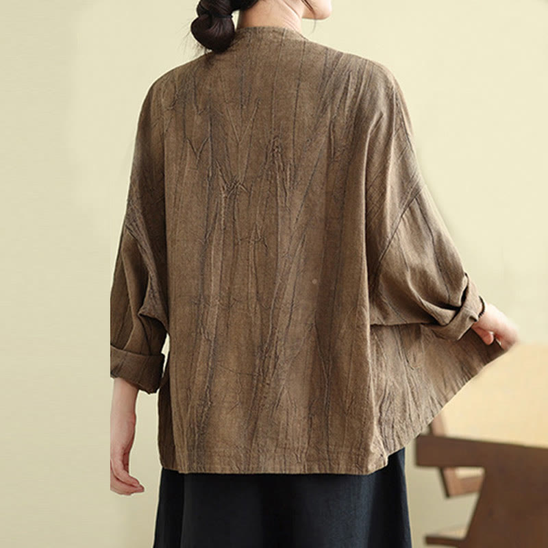 Giacca da donna in cotone e lino con maniche lunghe e tasche, Buddha Stones - image 1