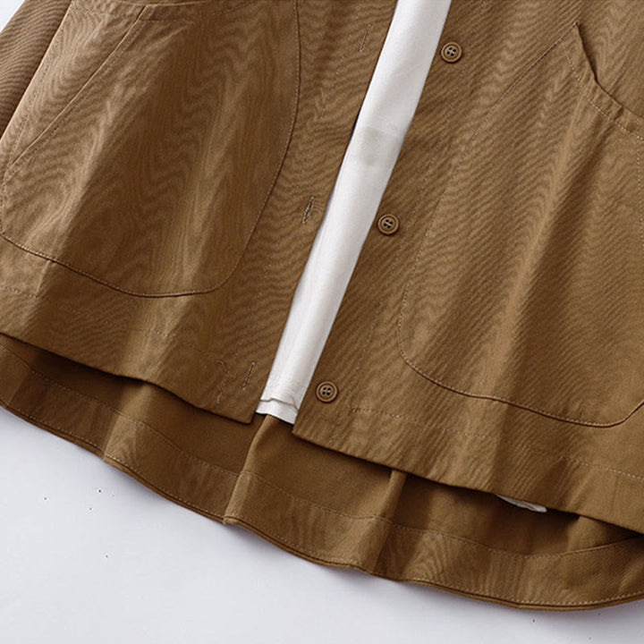 Giacca da donna in cotone a maniche lunghe con tasche e motivo Buddha Stones in tinta unita - image 3