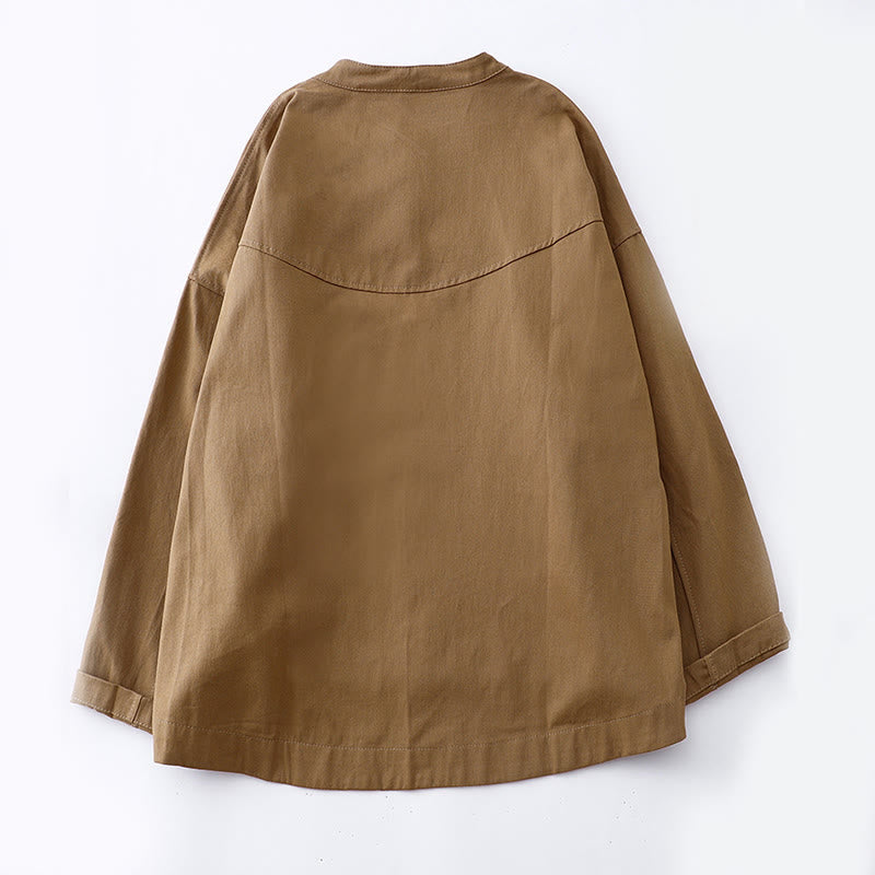 Giacca da donna in cotone a maniche lunghe con tasche e motivo Buddha Stones in tinta unita - image 1