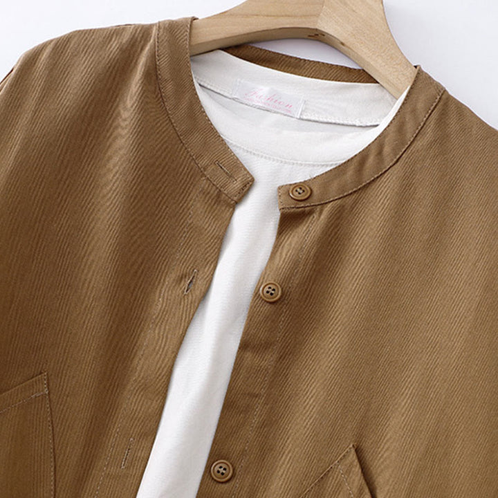 Giacca da donna in cotone a maniche lunghe con tasche e motivo Buddha Stones in tinta unita - image 2